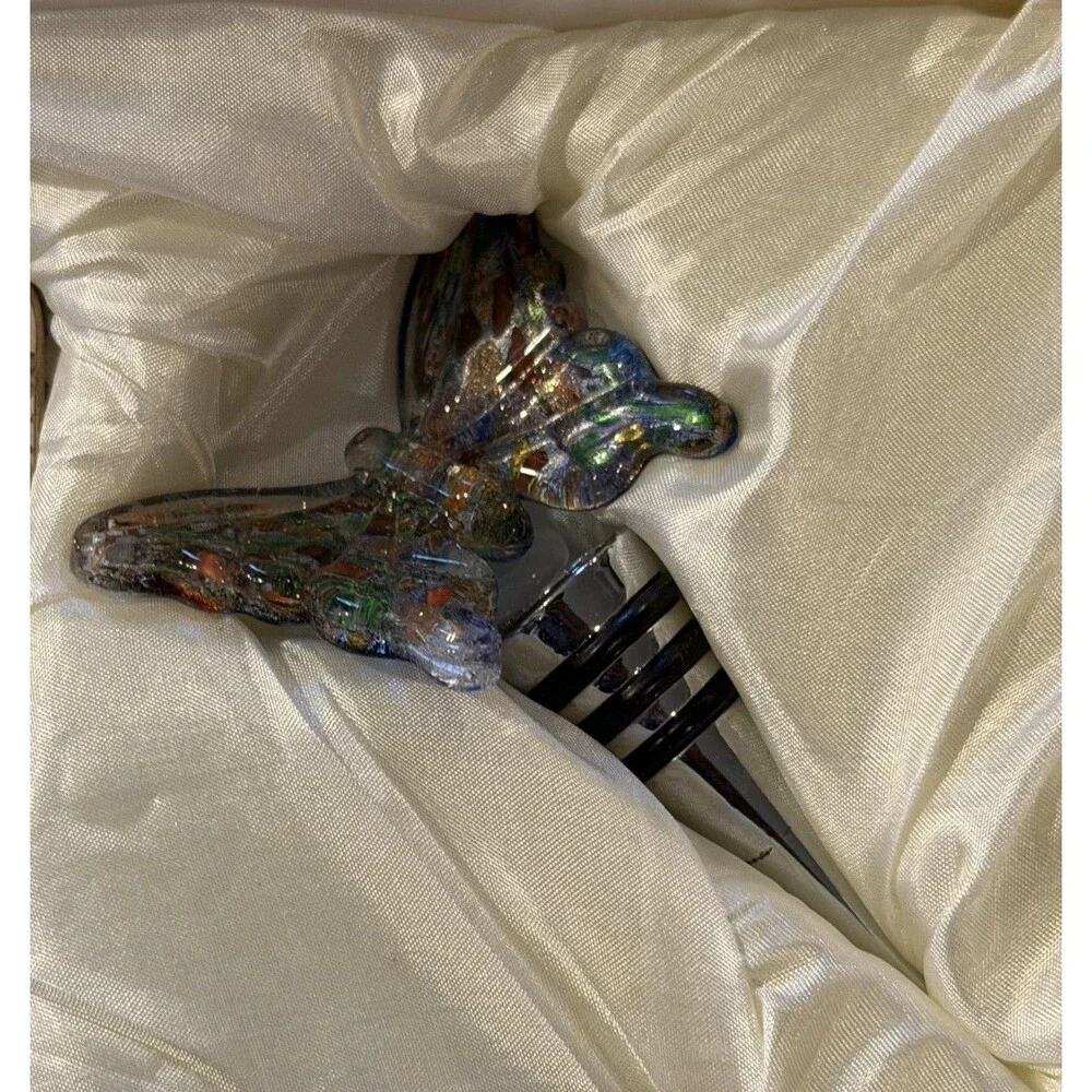 🍷🦋 Wine Accessory Gift Set–Beaded Corkscrew, Glass Butterfly Stopper & Coaster